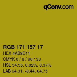 颜色代码: RGB 171 157 17 | qconv.com