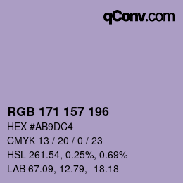 Color code: RGB 171 157 196 | qconv.com