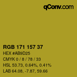 Color code: RGB 171 157 37 | qconv.com
