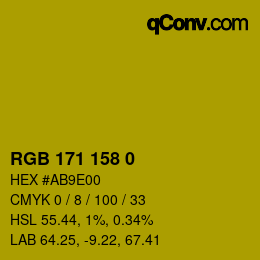 颜色代码: RGB 171 158 0 | qconv.com
