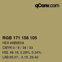 颜色代码: RGB 171 158 105 | qconv.com