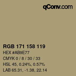 カラーコード: RGB 171 158 119 | qconv.com