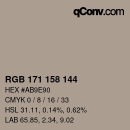 Color code: RGB 171 158 144 | qconv.com