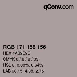 颜色代码: RGB 171 158 156 | qconv.com