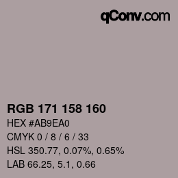 颜色代码: RGB 171 158 160 | qconv.com