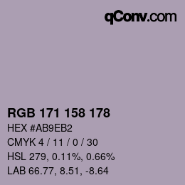 カラーコード: RGB 171 158 178 | qconv.com
