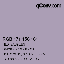 カラーコード: RGB 171 158 181 | qconv.com