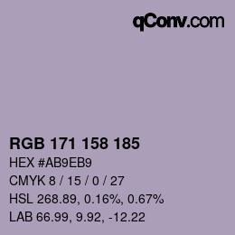颜色代码: RGB 171 158 185 | qconv.com