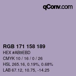 カラーコード: RGB 171 158 189 | qconv.com