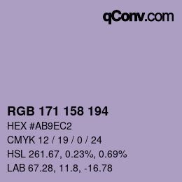 颜色代码: RGB 171 158 194 | qconv.com