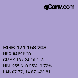 颜色代码: RGB 171 158 208 | qconv.com