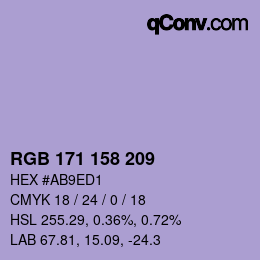 Color code: RGB 171 158 209 | qconv.com