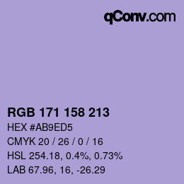 カラーコード: RGB 171 158 213 | qconv.com