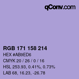 カラーコード: RGB 171 158 214 | qconv.com