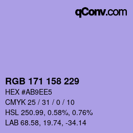 颜色代码: RGB 171 158 229 | qconv.com