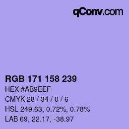 カラーコード: RGB 171 158 239 | qconv.com