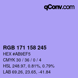 颜色代码: RGB 171 158 245 | qconv.com