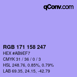 颜色代码: RGB 171 158 247 | qconv.com