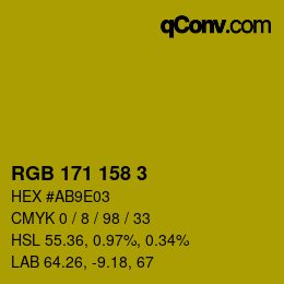 カラーコード: RGB 171 158 3 | qconv.com