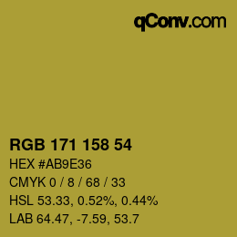 Color code: RGB 171 158 54 | qconv.com
