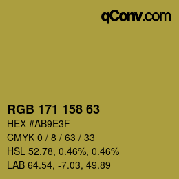 Color code: RGB 171 158 63 | qconv.com