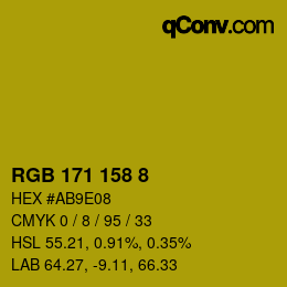 颜色代码: RGB 171 158 8 | qconv.com