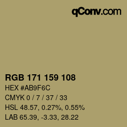 Color code: RGB 171 159 108 | qconv.com