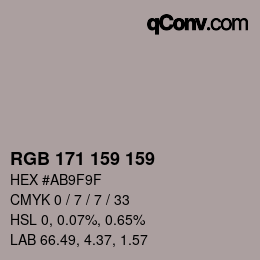 カラーコード: RGB 171 159 159 | qconv.com