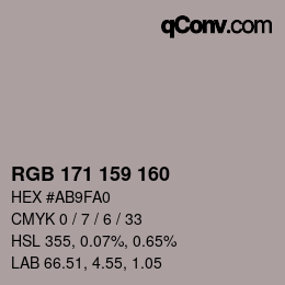 Color code: RGB 171 159 160 | qconv.com