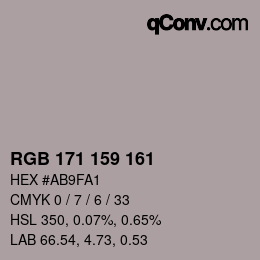 Color code: RGB 171 159 161 | qconv.com