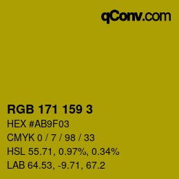 カラーコード: RGB 171 159 3 | qconv.com
