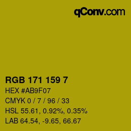 カラーコード: RGB 171 159 7 | qconv.com