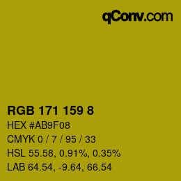 カラーコード: RGB 171 159 8 | qconv.com