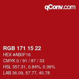 Color code: RGB 171 15 22 | qconv.com
