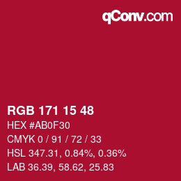Color code: RGB 171 15 48 | qconv.com