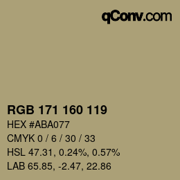 カラーコード: RGB 171 160 119 | qconv.com