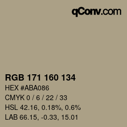 Color code: RGB 171 160 134 | qconv.com