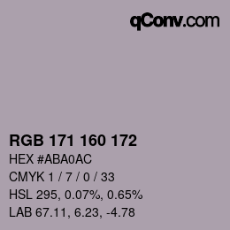 Color code: RGB 171 160 172 | qconv.com