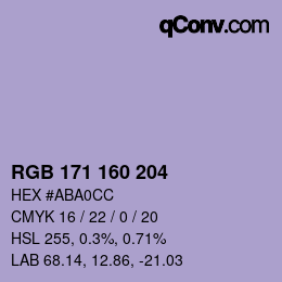 カラーコード: RGB 171 160 204 | qconv.com