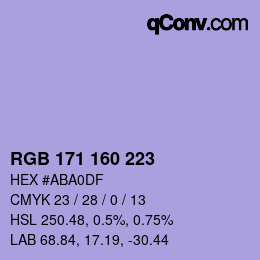 Color code: RGB 171 160 223 | qconv.com