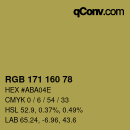 Color code: RGB 171 160 78 | qconv.com