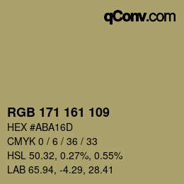 Código de color: RGB 171 161 109 | qconv.com