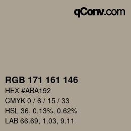 Color code: RGB 171 161 146 | qconv.com