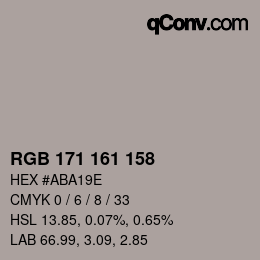 カラーコード: RGB 171 161 158 | qconv.com