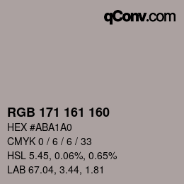 颜色代码: RGB 171 161 160 | qconv.com