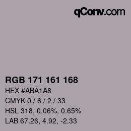Color code: RGB 171 161 168 | qconv.com
