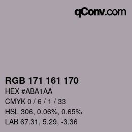 Color code: RGB 171 161 170 | qconv.com