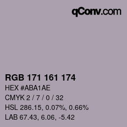Color code: RGB 171 161 174 | qconv.com