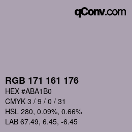 Color code: RGB 171 161 176 | qconv.com