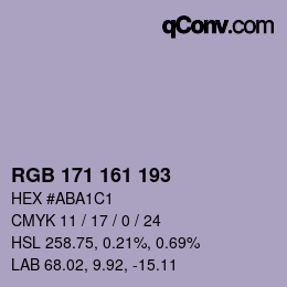 Farbcode: RGB 171 161 193 | qconv.com